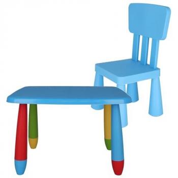 Mesita Infantil Rectangular Azul con Silla - Plástico Fuerte y Resistente - Dimensiones: Mesita L:73 cm x F:58 cm x H:48 cm, Silla L:38 cm x F:35 cm x