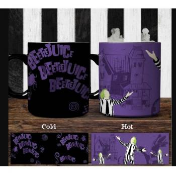 Taza Térmica Paladone Beetlejuice 300 Ml - Taza que cambia de color con el calor, producto oficial, ideal como regalo para fanáticos de películas de terror retro, fabricada en cerámica nostálgica, taza