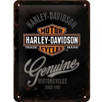 Nostalgic Art Harley Davidson Genuine Logo - Placa decorativa, metal, 30 x 40 cm, color negro y naranja
