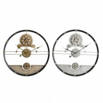 Reloj de Pared DKD Home Decor Plateado Dorado Hierro Engranajes 60 x 5 x 60 cm (2 Unidades)