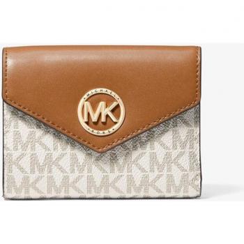 Cartera de mujer tipo sobre Michael Kors Greenwich con estampado de logotipos en color marrón
