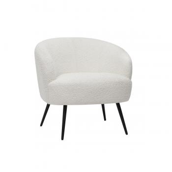 Sillón moderno de tela efecto borreguillo color crudo y metal negro MAGGIE