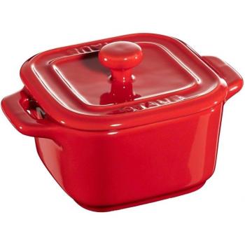 STAUB - Set 2 mini Cocottes cerámicas cuadradas, color cereza