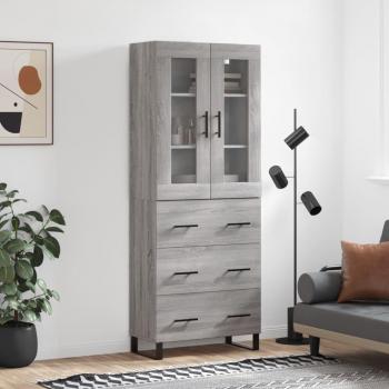 Aparador alto de madera contrachapada gris sonoma 69,5x34x180 cm