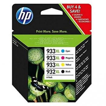 HP 932XL-933XL C2P42AE, Negro, Cian, Magenta y Amarillo, Cartuchos de Tinta de Alta Capacidad Originales, Pack de 4, compatible con impresoras de inyección de tinta HP OfficeJet 6100, 6600 y 6700