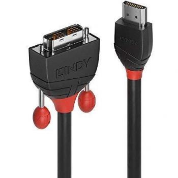 Adaptador de cable de vídeo Lindy 36274, 5 m, HDMI tipo A (Estándar) a DVI-D, Negro