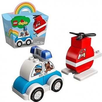 LEGO 10957 Duplo Mi Primer Helicóptero de Bomberos y Coche de Policía, Kit de Construcción, Juguete para Niños y Niñas a Partir de 1,5 Años