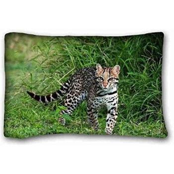 Soft Pillow Case Cover ( Animals ocelot pussy cat cat beast predator ) Custom Zippered Pillow Case 20x30 inches(one sides) from Surprise you suitable for Full-bed PC-Bluish-33299