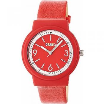 Crayo Vivid Unisex Quartz Watch - Red Leather Strap, One Size
