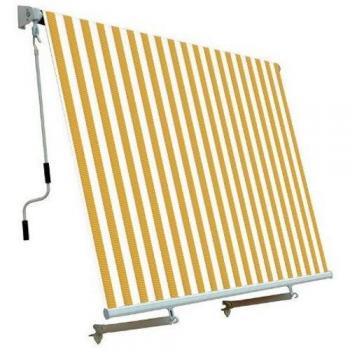 Toldo de Balcón con Sistema de Caída 2,5x2,5 m Blanco y Amarillo - Papillon