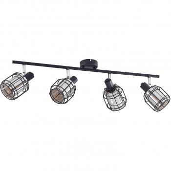 Foco de techo Lindby Sifala, moderno, 4 luces E14, diseño en negro y vidrio humo, ideal para salón y comedor