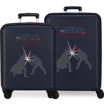 Disney Star Wars Juego de Maletas Rígidas Swords y Logo, Set de 2, Tamaños Cabina 55 cm y Mediana 70 cm, Capacidad Total 119L, Color Marino con