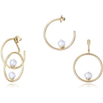 Pendientes Kiss de acero en Ip dorado con perlas cultivadas