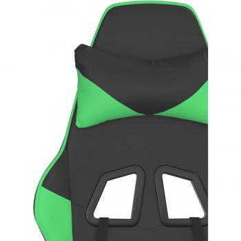 vidaXL Silla gaming de masaje y reposapiés cuero sintético negro verde