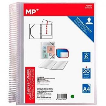 MP - Carpeta Clasificadora con Anillas, 20 Fundas A4 con Portada Personalizable