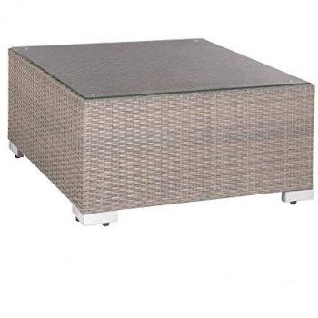 Mesa de Centro Marlene Marrón Claro Cristal Ratán 75 x 75 x 38 cm