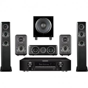 Conjunto Marantz NR1510 5.2 + Altavoces Wharfedale: Estantería D310 + Suelo D330 + Canal central D300C + Subwoofer activo SW-10