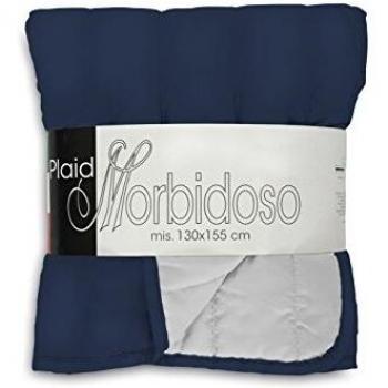 Elegant, Manta alcochada de Doble Cara BLU, 130x155cm, Azule Oscuro/Gris Claro