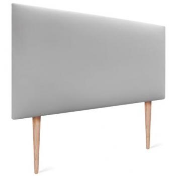 Cabecero Tapizado AQUALINE de Polipiel Liso en Gris Claro con Patas para Camas de 70/80/90 cm (95x105 cm)