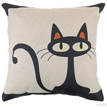 Fundas de Cojines Algodón de Lino Decorativos Sofá Gato Funda de Almohada