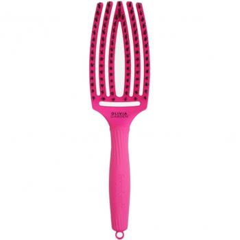 Olivia Garden - Think Pink - Cepillo para cabello Fingerbrush Combo Medium - Neon Pink