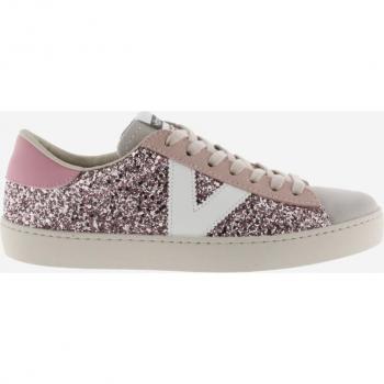 Victoria Berlin - Zapatillas deportivas de mujer de glitter con logotipo en contraste y cordones de color