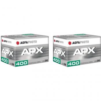 AgfaPhoto APX 400 Pack 2 Películas Fotográfica Blanco y Negro, película fotográfica en blanco y negro, formato 135, sensibilidad ISO 400, incluye 2 unidades
