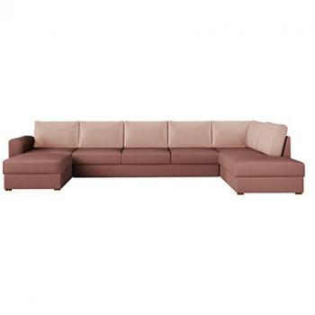 Sofá Rinconero Comfivo 262 Rosa con Función de Descanso y Caja de Ropa de Cama, 370x186x85cm