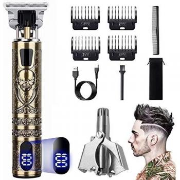 Cortadora de pelo para hombre, maquinilla de afeitar profesional para cortar el pelo, cortadora de pelo eléctrica para barba con pantalla LCD, carga USB para uso doméstico y de peluquero