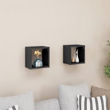 Estantes de pared Cubo Gris Pulido 22x15x22cm (2 uds)