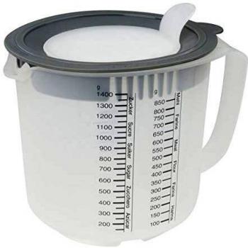 Dr. Oetker 1802 taza medidora con tapa, gris, transparente, 1.4 L