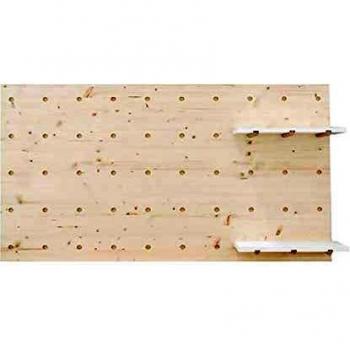 Decowood - Cabecero para Cama de Dormitorio, Individual Tipo Panel de Accesorios con 2 Estantes, Madera de Abeto Natural - 122 x 80 cm