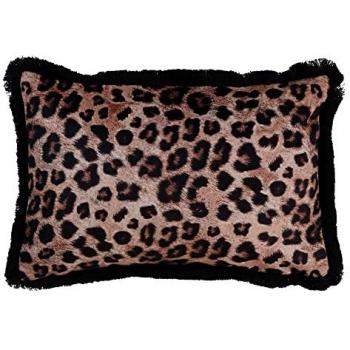 Cojín de Terciopelo Marrón Leopardo 45 x 30 cm con Relleno