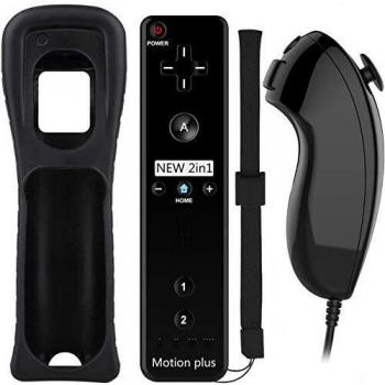 Acexy Wii Wireless Remote Motion Controller y Nunchuk - Reemplazo del Controlador de Juego Remoto con Funda de Silicona y Pulsera, Compatible con Nintendo Wii y Wii U
