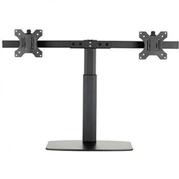 Ewent Soporte Monitor con Resorte de Gas de Doble Brazo para 2 monitores hasta 27 Pulgadas con Base - Soporte para 2 Pantallas PC TV LED LCD - Girar, inclinar y rotar