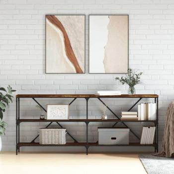 Mesa Consola de Hierro y Madera de Ingeniería Roble Ahumado 180x30x75 cm