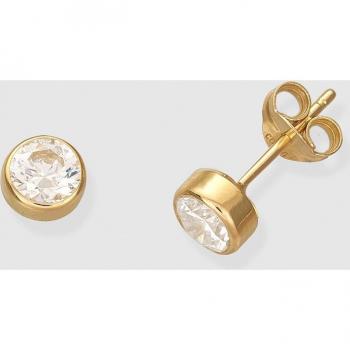Pendientes de oro con circonitas incrustadas, elegantes y brillantes