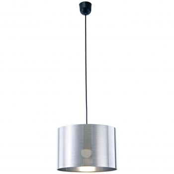 Lámpara colgante Dako Black 1 bombilla E27 con pantalla cilíndrica de cromo metálico 29cm x 20cm