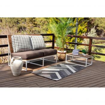 Surya - Alfombra Moderna de Exterior Terraza Balcón Cocina Gris y Marfil 80 x 150 cm