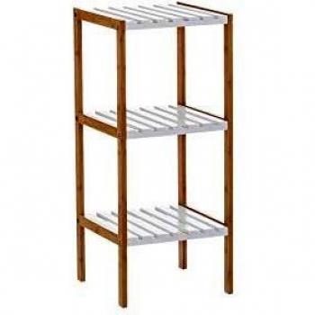 Estantería con 3 baldas de bambú nórdica Blanca de 80x33x34 cm - LOLAhome