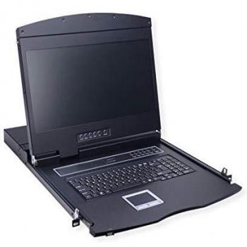 Consola KVM de 19 pulgadas con pantalla TFT de 17'' y teclado, montaje en rack, color negro