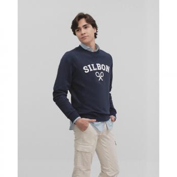 Sudadera de hombre azul marino cuello redondo Silbon