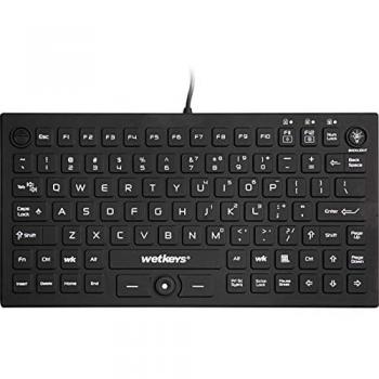 WetKeys Professional-grade Mid-Size Rigid Silicone Waterproof Keyboard with Pointing-Device, Backlight and ON-OFF Switch