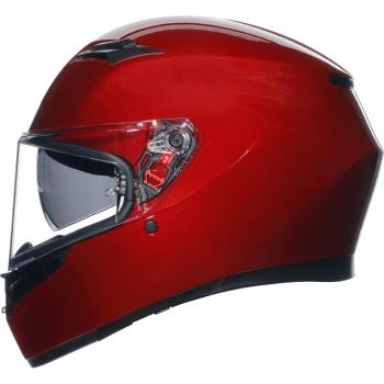 AGV K3 Integral Casco E2206 MPLK, Color Rojo, Diseño Aerodinámico, Visera Solar Integrada, Sistema de Ventilación Avanzado