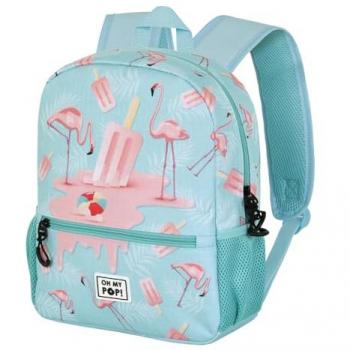 Mochila Sweet Flamingo Oh My Pop! 31m adaptable, color turquesa, dimensiones 26 x 33 cm, capacidad 9,5 L