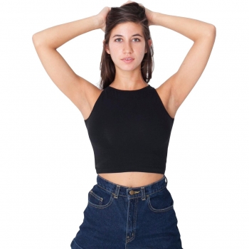 Top corto sin mangas de American Apparel, 5 colores, tamaños XS - L - White - XS