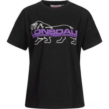 Camiseta de Mujer Lonsdale Cullaloe Oversized de Manga Corta Negra XL
