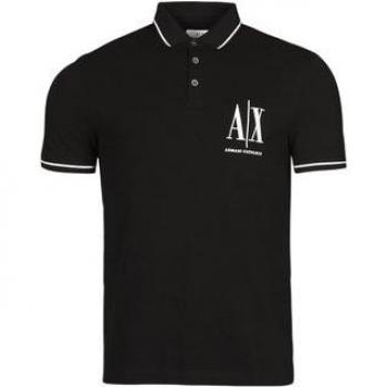 Armani Exchange Black Cotton Polo Shirt for Men with Logo Print, Size 2XL