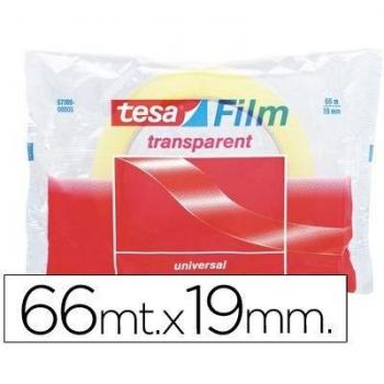 Cinta Adhesiva Transparente Tesa, 19mm x 66mt, Ideal para Escritorio y Oficina