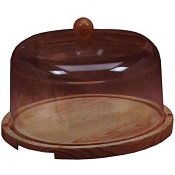 QUESERA BASE DE MADERA CON CAMPANA DE PLÁSTICO CON POMO DE MADERA